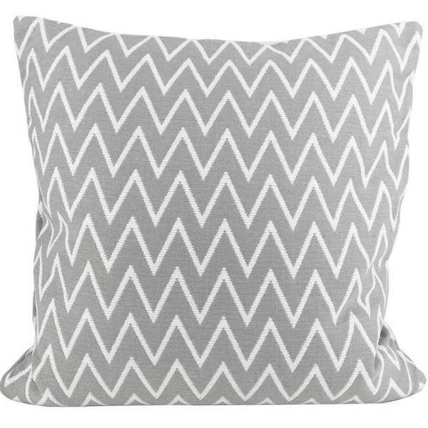 Cushion cover in grey with white zigzag pattern