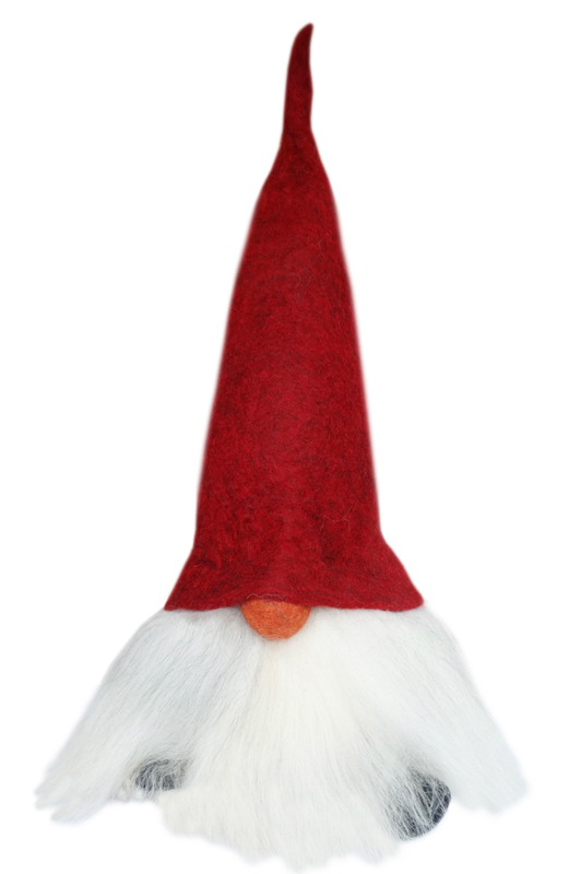 Handgemachter Wichtel mit roten Zipfelmütze und geradem Bart: Verner 50 cm gross