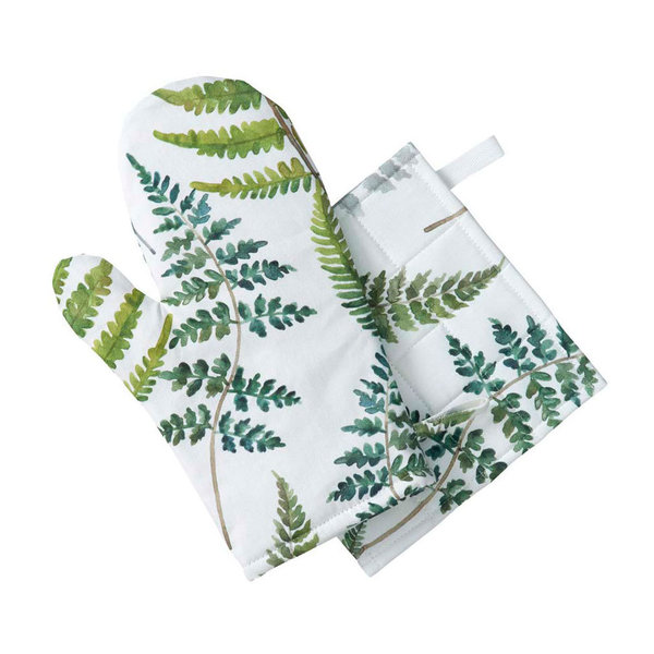 Pot holder with a printed fern pattern