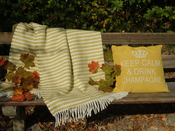 Yellow striped blanket in ecological Lambswool