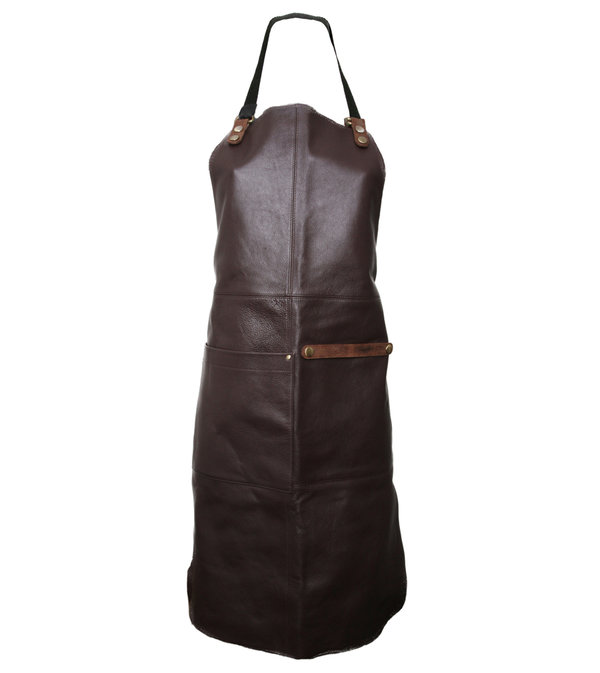 Chocolate brown apron in genuine soft leather