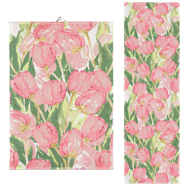 Placemat or table cloth "Tulpanäng" with pink tulips