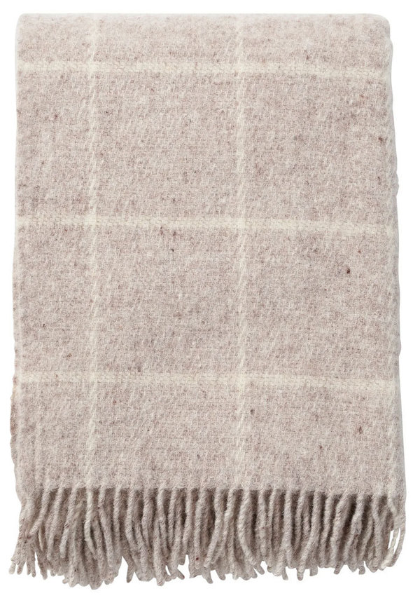 Blanket in brushed lambswool with a classic checkered pattern - Vinga beige