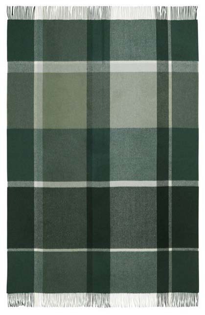 Thin, light throw in soft, luxurious alpaca wool; green checkered