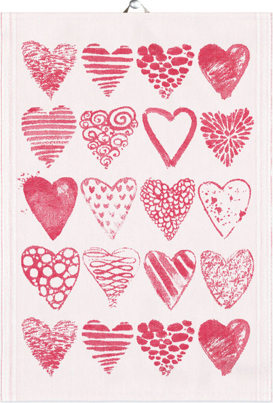 High-quality kitchen towel (or table cloth) "Hearts" from Ekelund Sweden
