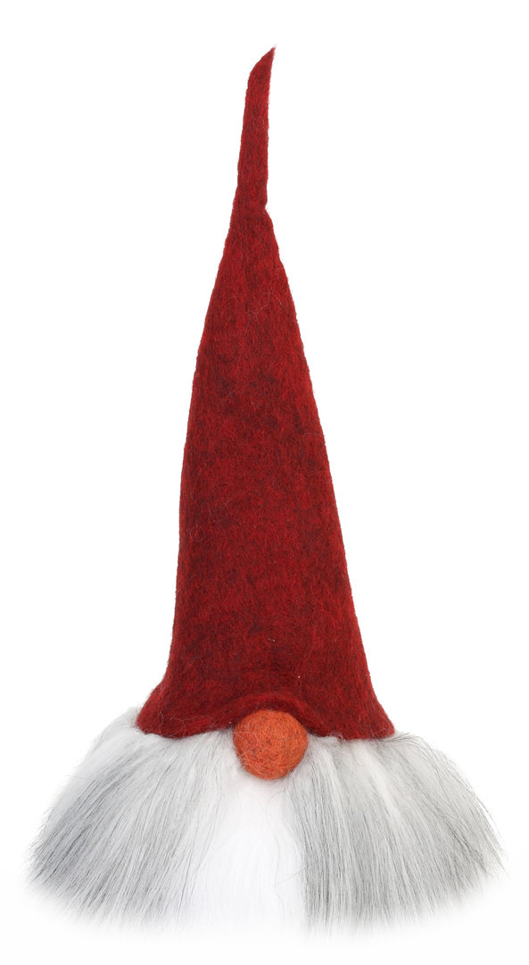 Handgemachter Wichtel mit roten Zipfelmütze und geradem Bart: Viktor 20 cm gross