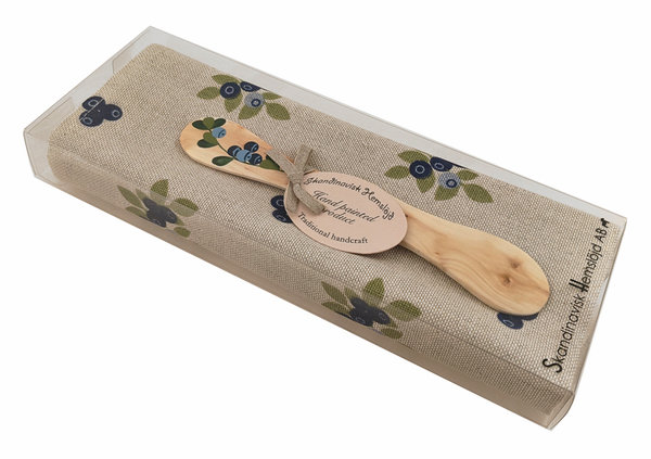 Gift set with butter knife and kitchen towel with blueberries