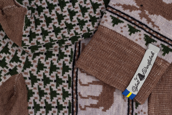 Socken aus weicher Merinowolle, Muster "Wald-Elch", Grösse Medium