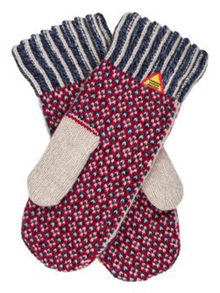 Very warm lined merino wool mittens, design "Lycksele", size Medium