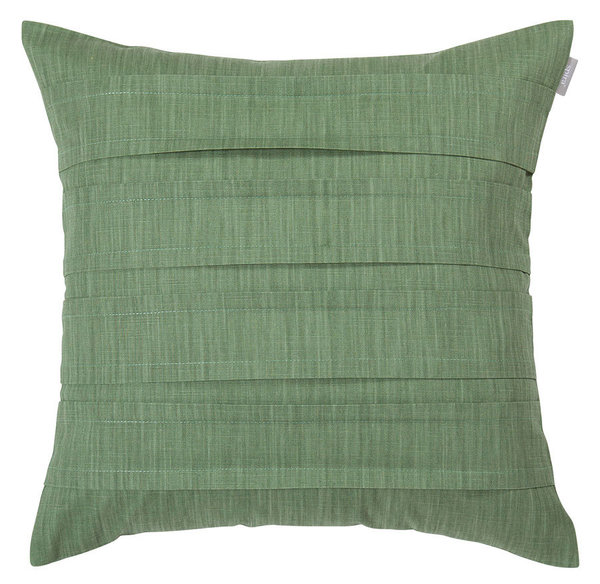 Cushion cover with double pleats in sage green color