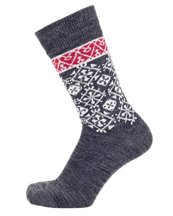 Graue Socken aus weicher Merinowolle, Design "Fjällnäs" von Bengt & Lotta - Grösse 35-39