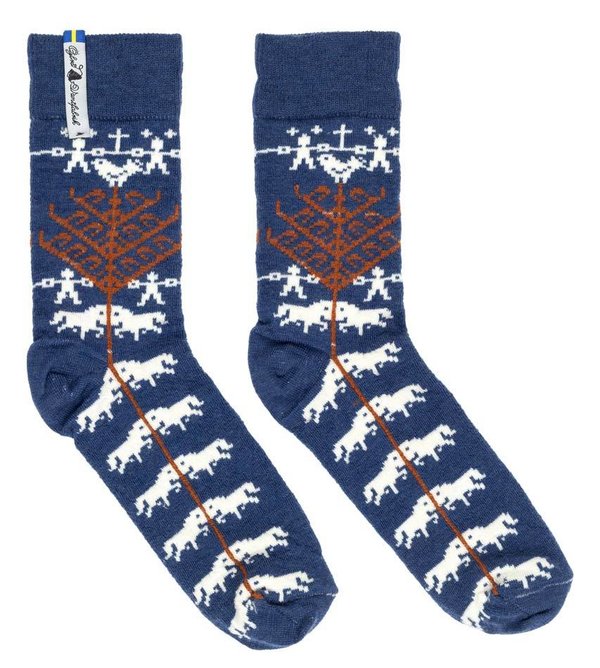 Socken aus weicher Merinowolle, Muster "Yggdrasil Livtrånad", Grösse Large