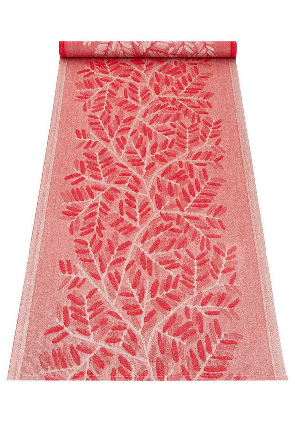 Table runner "Verso" in washed linen- red from Lapuan Finland